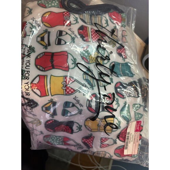 Thirty-One Drawstring Backpack Flip Flop Print Nylon Gym Beach Bag NWT - Picture 1 of 4